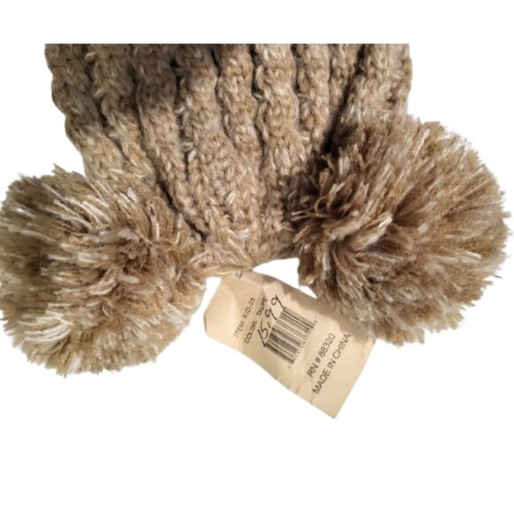 C.C. KIDS Taupe Double Pom-Pom Knit Beanie Hat - New With Tags Toddler's Unisex - Picture 4 of 4